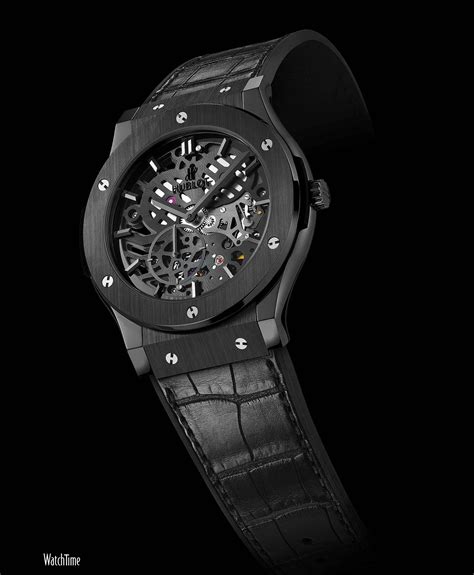 hublot black leather watch|luxury black watches.